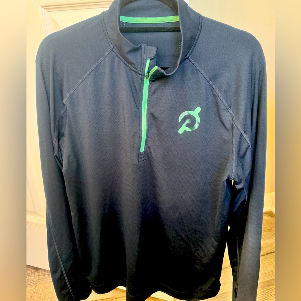 Peloton x Rhône- ¼ zip sport pullover. Like New!! Navy Blue with green accents